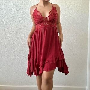 Free People Red Lace Dress M